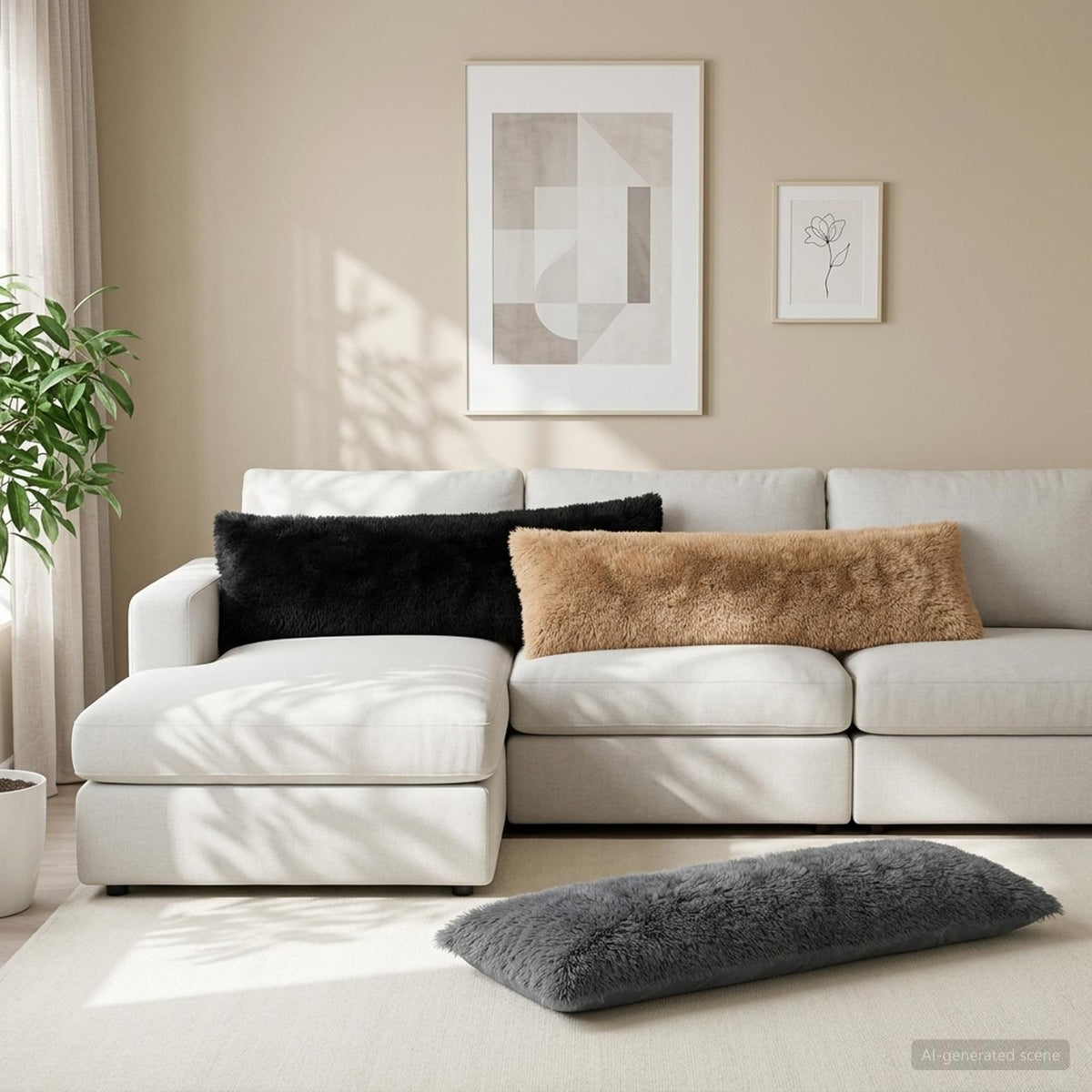 Vidaxl kussensloop heerlen zwart 40 x 145 cm pv fleece