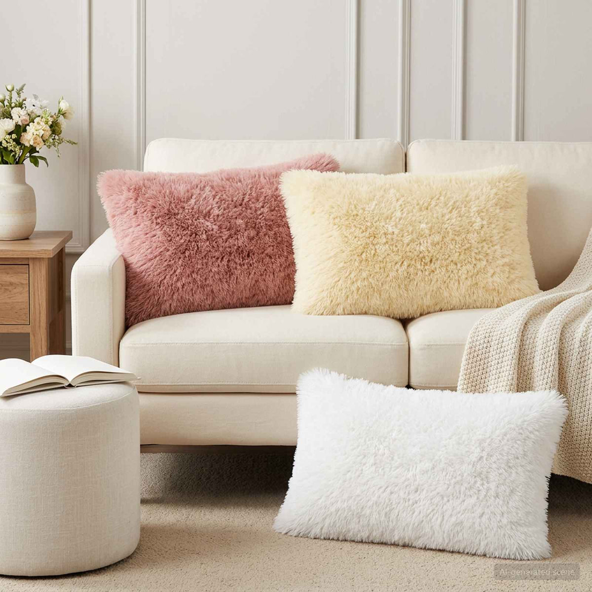 Vidaxl kussensloop 2 pcs heerlen crèmekleurig 50 x 70 cm pv fleece