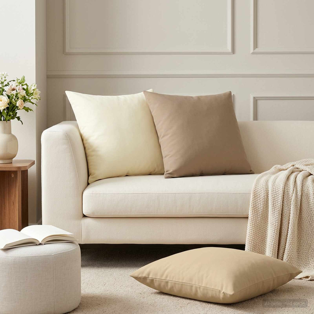 Vidaxl kussensloop 2 pcs heerlen beige 60 x 60 cm polyester