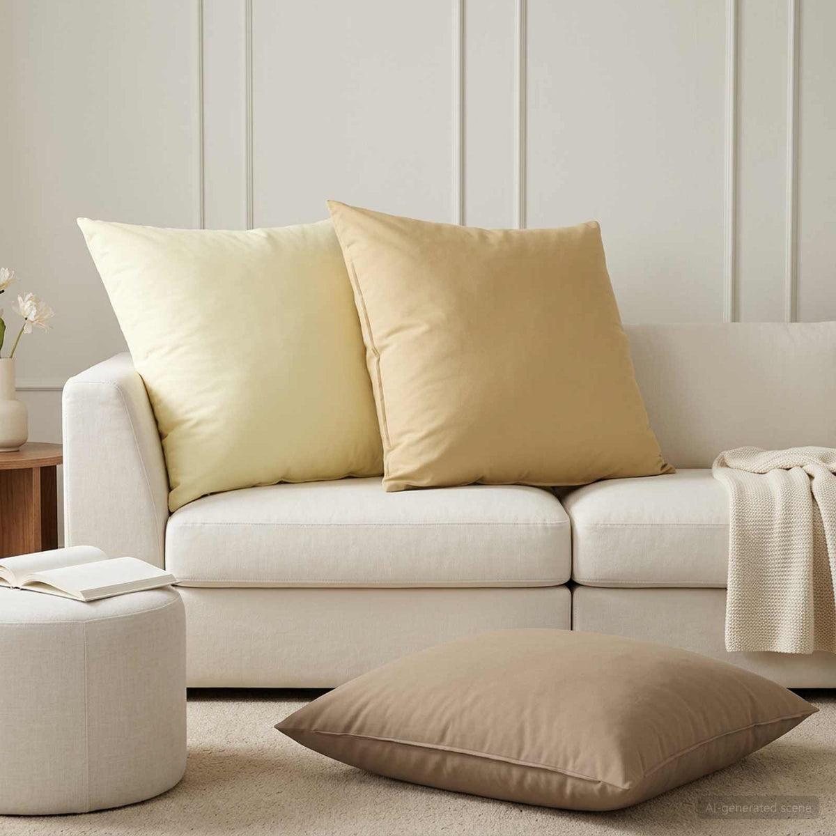 Vidaxl kussensloop 2 pcs heerlen beige 65 x 65 cm polyester