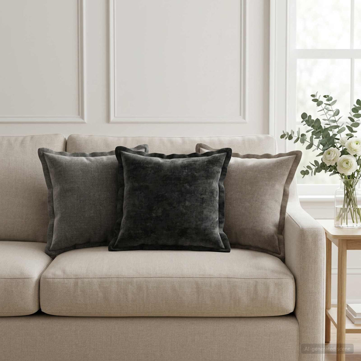 Vidaxl kussensloop 2 st houten antraciet 40 x 40 cm chenille stof