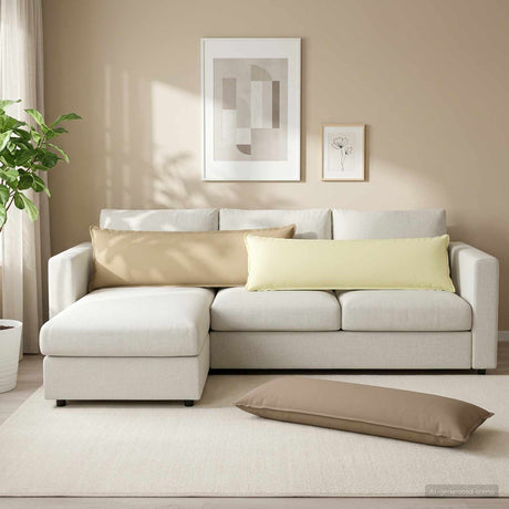 Vidaxl kussen met kussen houten taupe 40 x 145 cm polyester