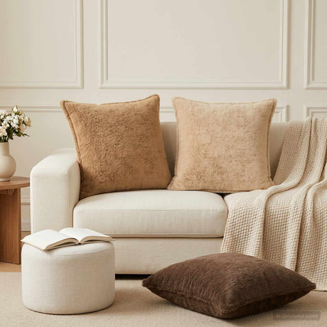 Vidaxl kussensloop 6 st houten taupe 60 x 60 cm nep konijnenbont