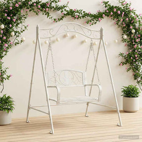 Vidaxl schommelbank staal 113 x 121,5 x 168 cm antiek wit