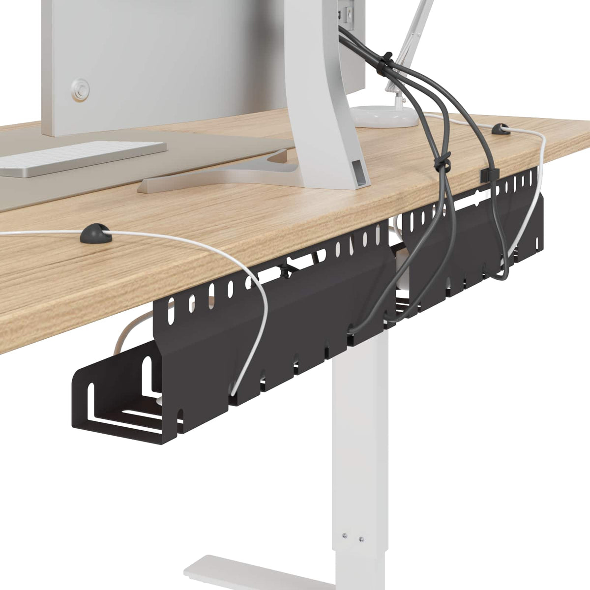 Vidaxl kabelgoot voor onder bureau 2 st zwart 43 x 9 x 11 cm staal