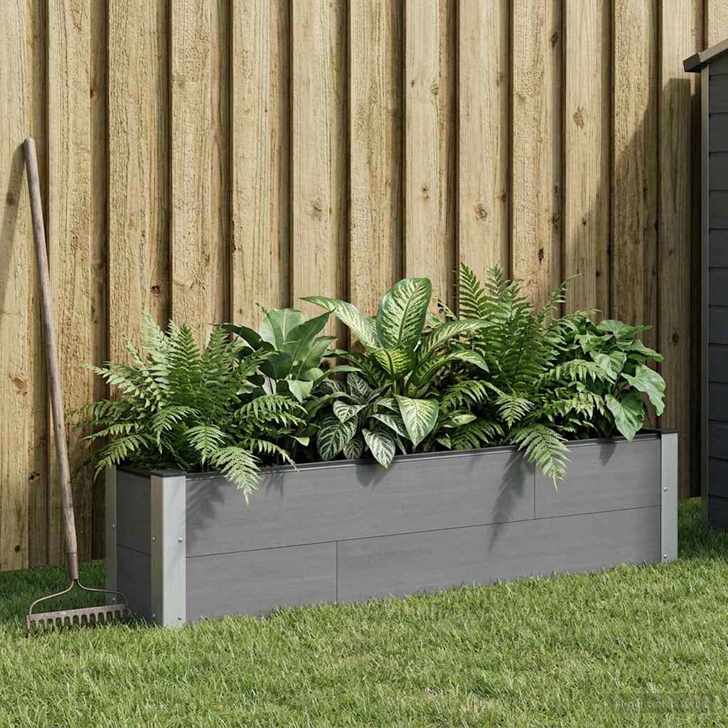 Vidaxl verhoogde plantenbak grijs 150 x 30 x 36 cm wpc en aluminium