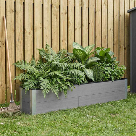 Vidaxl verhoogde plantenbak grijs 200 x 30 x 36 cm wpc en aluminium