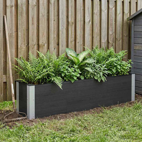 Vidaxl verhoogde plantenbak zwart 150 x 30 x 36 cm wpc en aluminium