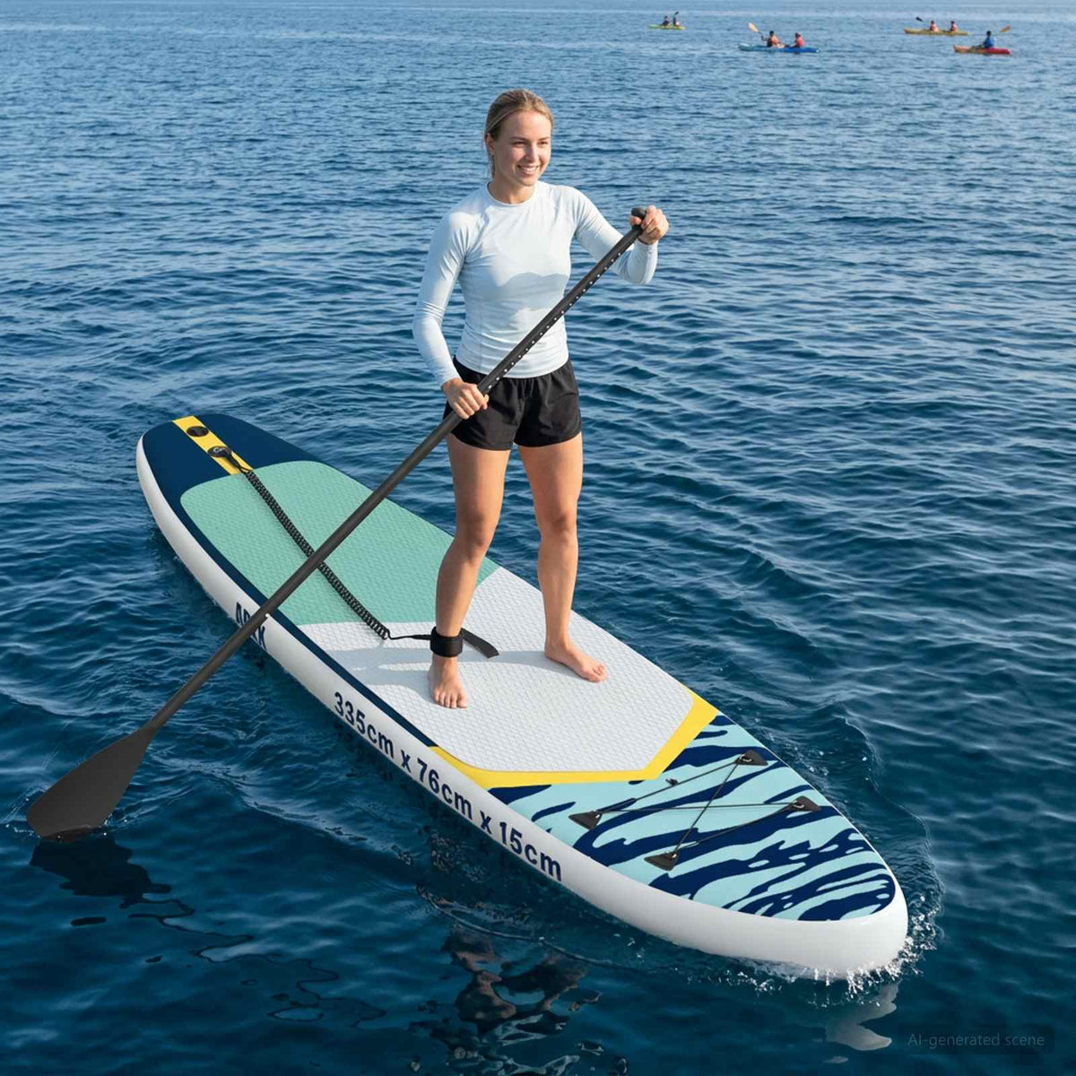 Vidaxl opblaasbaar stand up paddle board apex 335 x 76 x 15 cm blauw