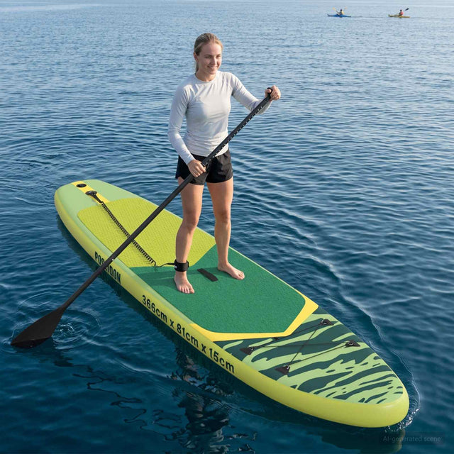 Vidaxl opblaasbaar stand up paddle board poseidon 366 x 81 x 15 cm