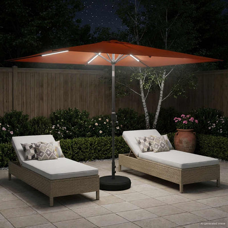 Vidaxl tuinparasol met led-lampen en voet 200 x 300 cm polyester