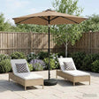 Vidaxl tuinparasol met led-lampen en voet 2,3 x 2,3 m polyester taupe