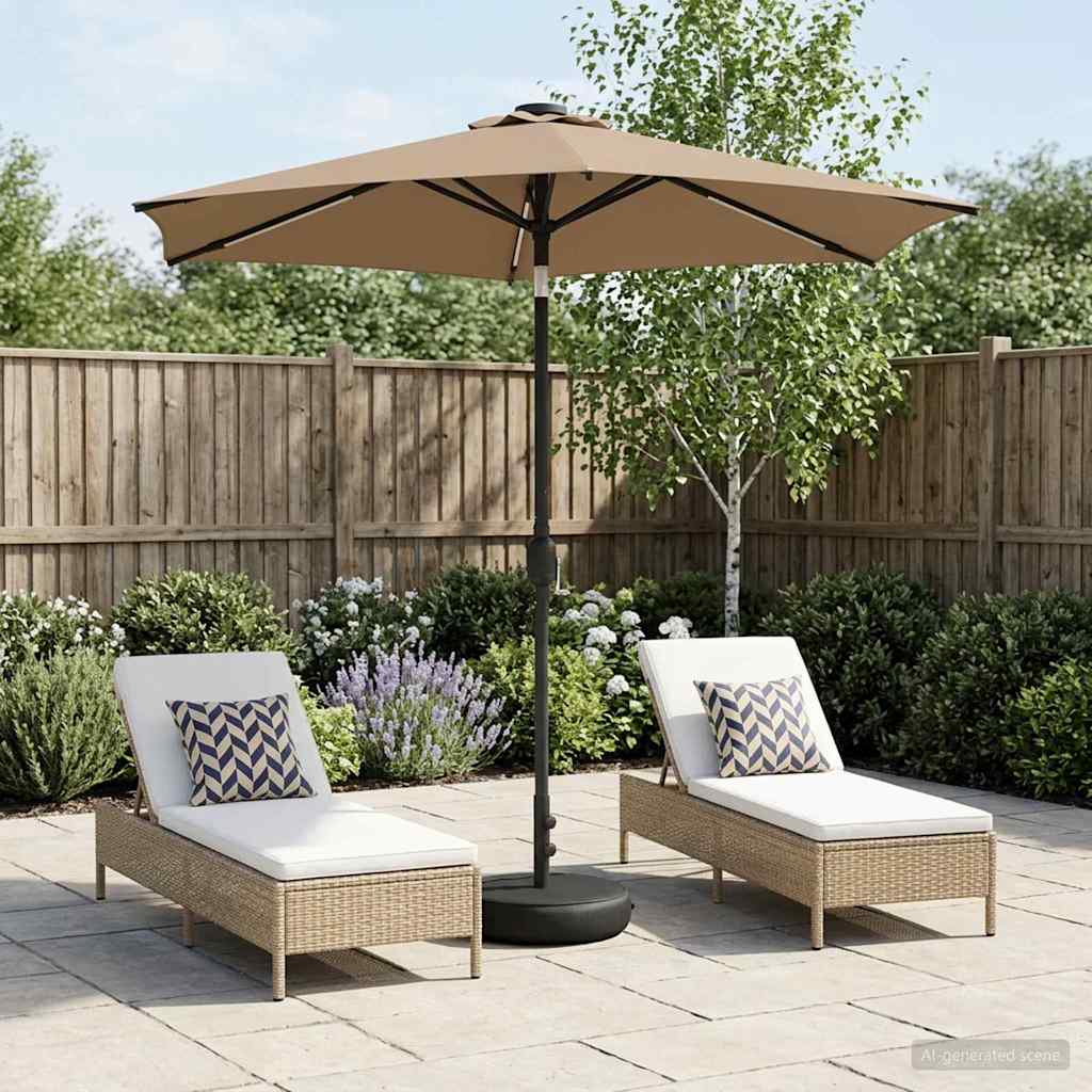 Vidaxl tuinparasol met led-lampen en voet 2,3 x 2,3 m polyester taupe