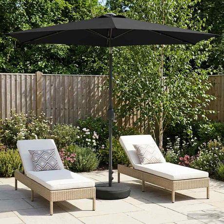 Vidaxl tuinparasol met led-lampen en voet 270 x 270 cm polyester zwart