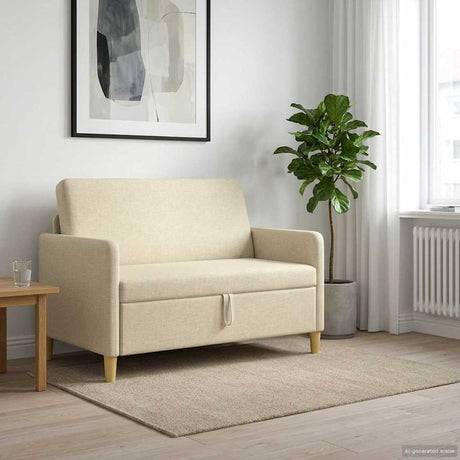 Vidaxl bank met opslag crèmekleurig 122 x 78 x 87 cm polyester