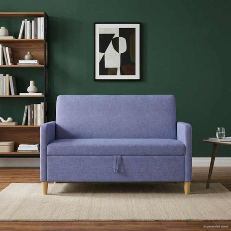 Vidaxl bank met opslag jeans blauw 122 x 78 x 87 cm polyester
