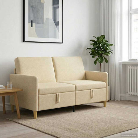 Vidaxl bank met opslag crèmekleurig 152 x 78 x 87 cm polyester