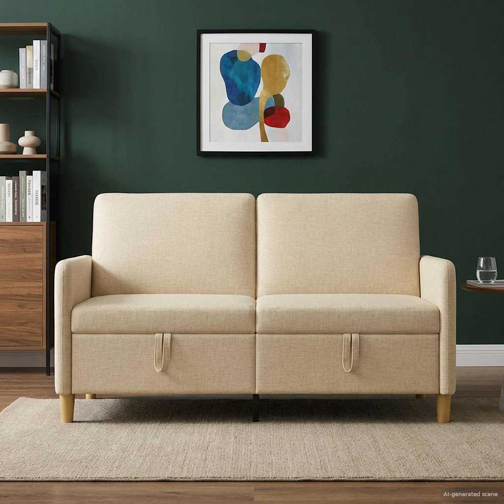 Vidaxl bank met opslag crèmekleurig 152 x 78 x 87 cm polyester