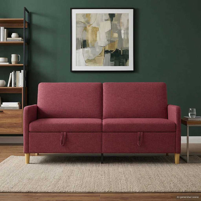 Vidaxl bank met opslag wijnrood 172 x 78 x 87 cm polyester