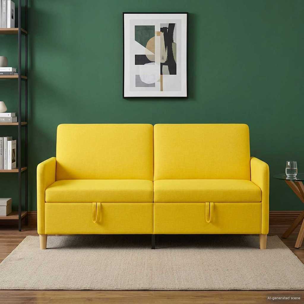 Vidaxl bank met opslag lichtgeel 172 x 78 x 87 cm polyester