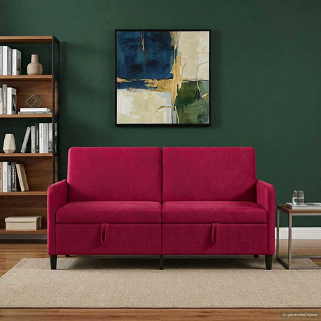 Vidaxl bank met opslag wijnrood 172 x 78 x 87 cm polyester