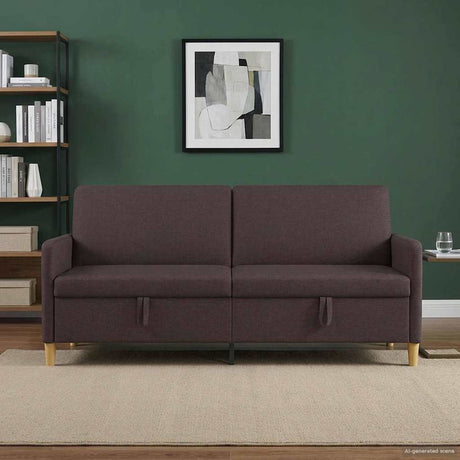 Vidaxl bank met opslag donkerbruin 192 x 78 x 87 cm polyester