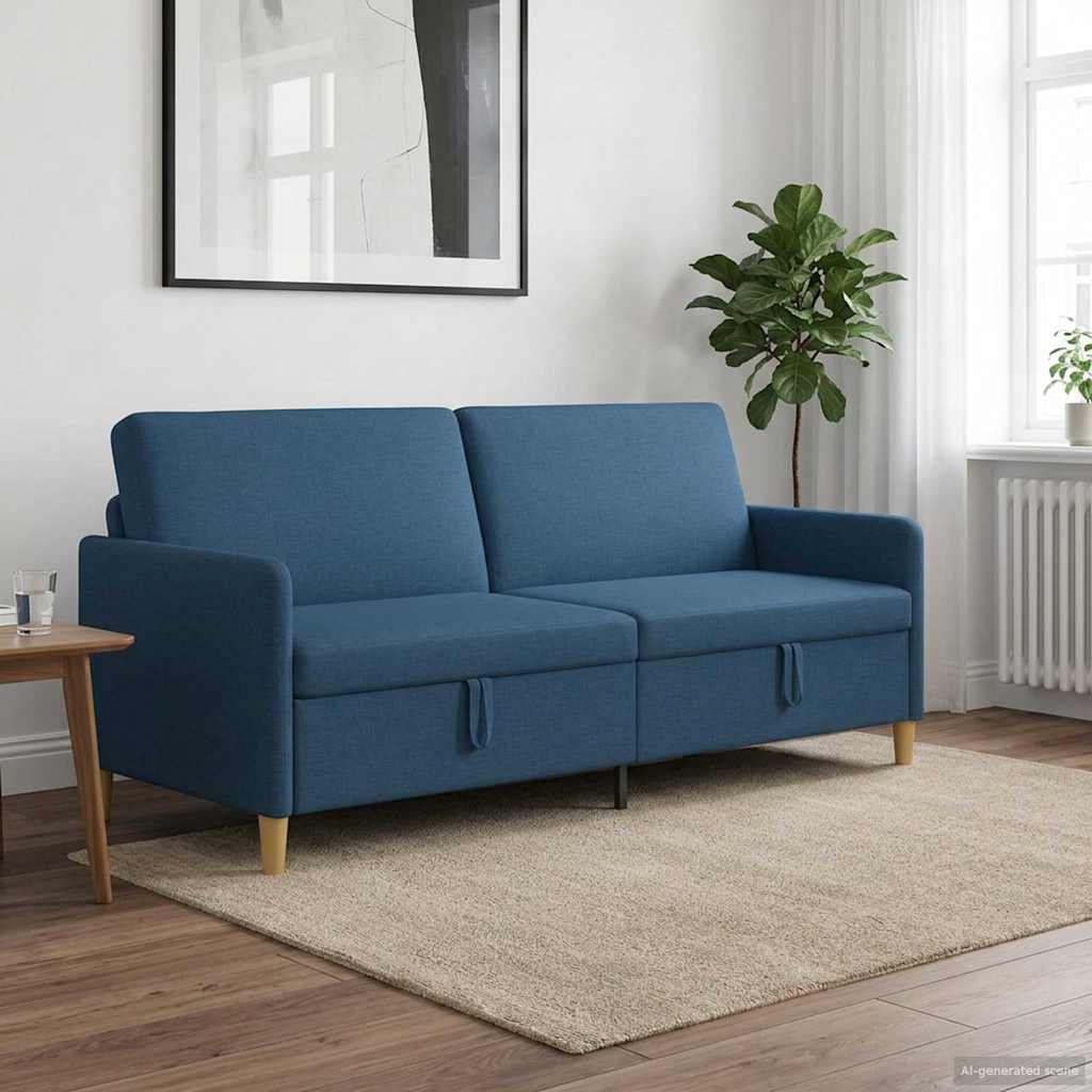 Vidaxl bank met opslag blauw 192 x 78 x 87 cm polyester