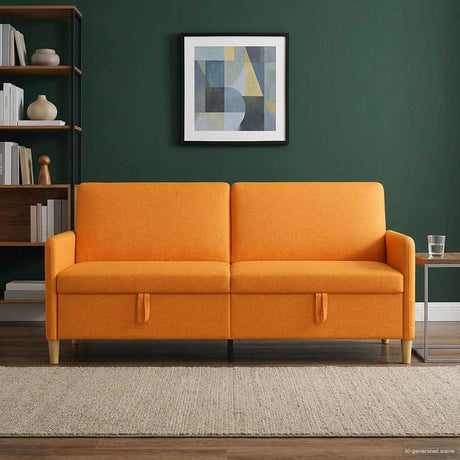 Vidaxl bank met opslag donkergeel 192 x 78 x 87 cm polyester