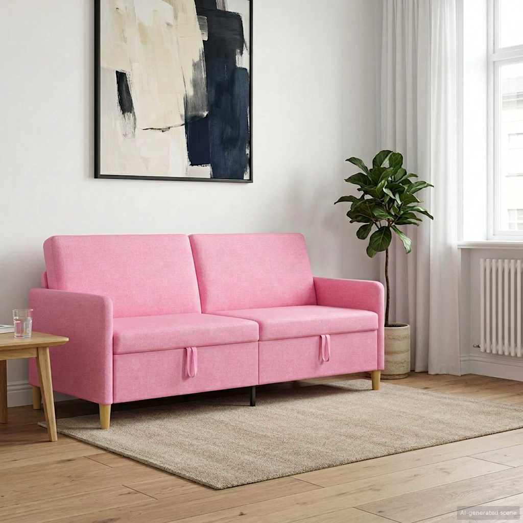 Vidaxl bank met opslag roze 192 x 78 x 87 cm polyester