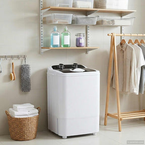 Vidaxl mini wasmachine met enkele wasbak 4,6 kg zwart en wit