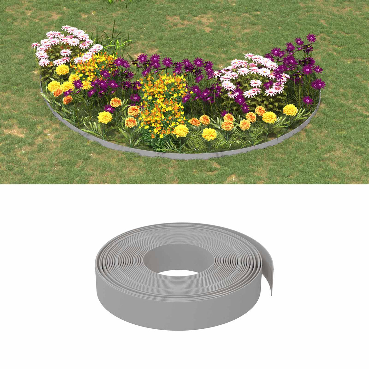 Vidaxl tuinkanten 25 m 10 cm pe grijs