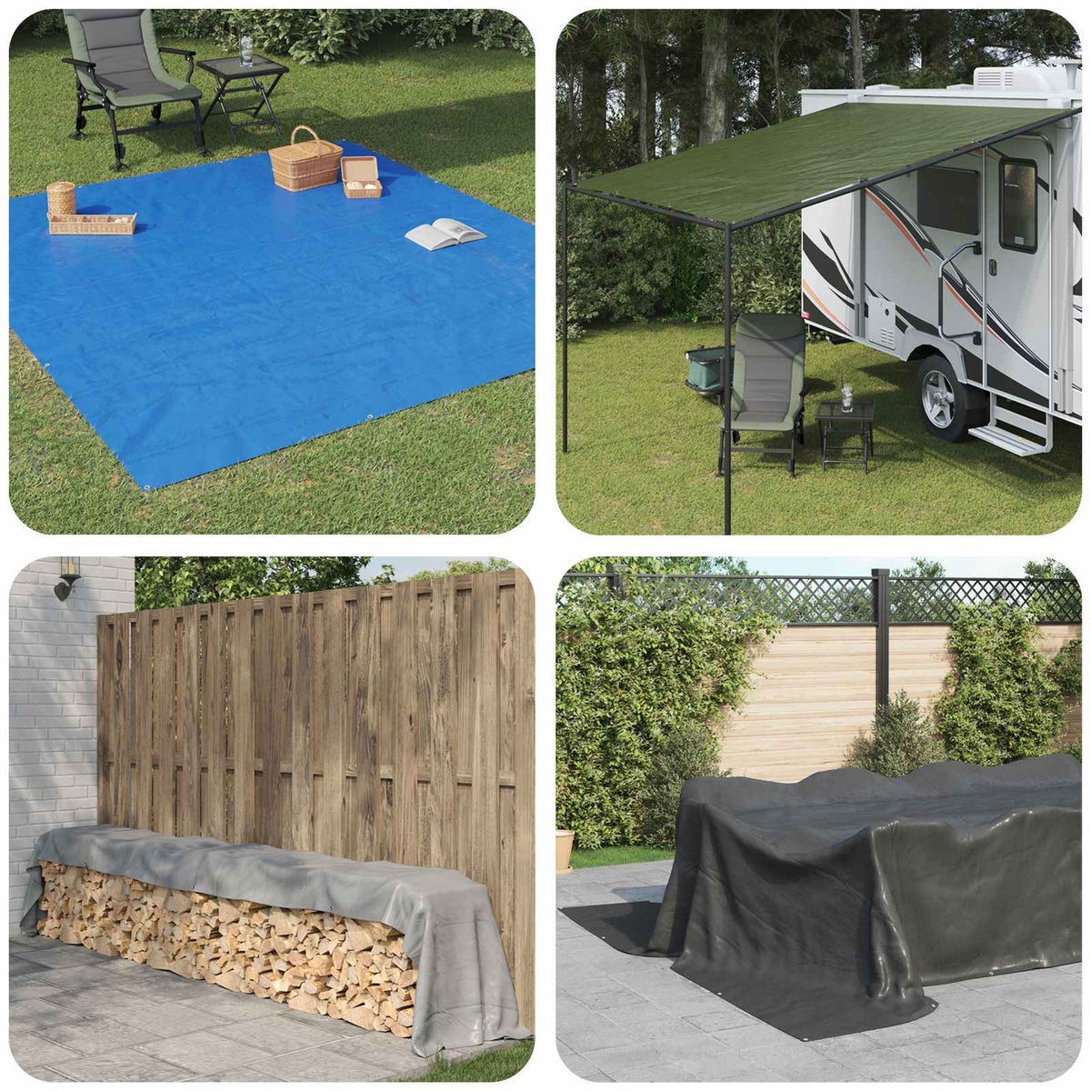 Vidaxl zeil met oogjes lichtgrijs 2 x 3 m 90 gsm pe