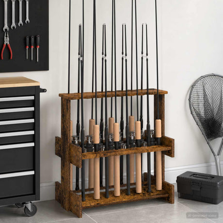 Vidaxl hengelhouder bewerkt hout 60 x 35 x 60 cm gerookt eiken