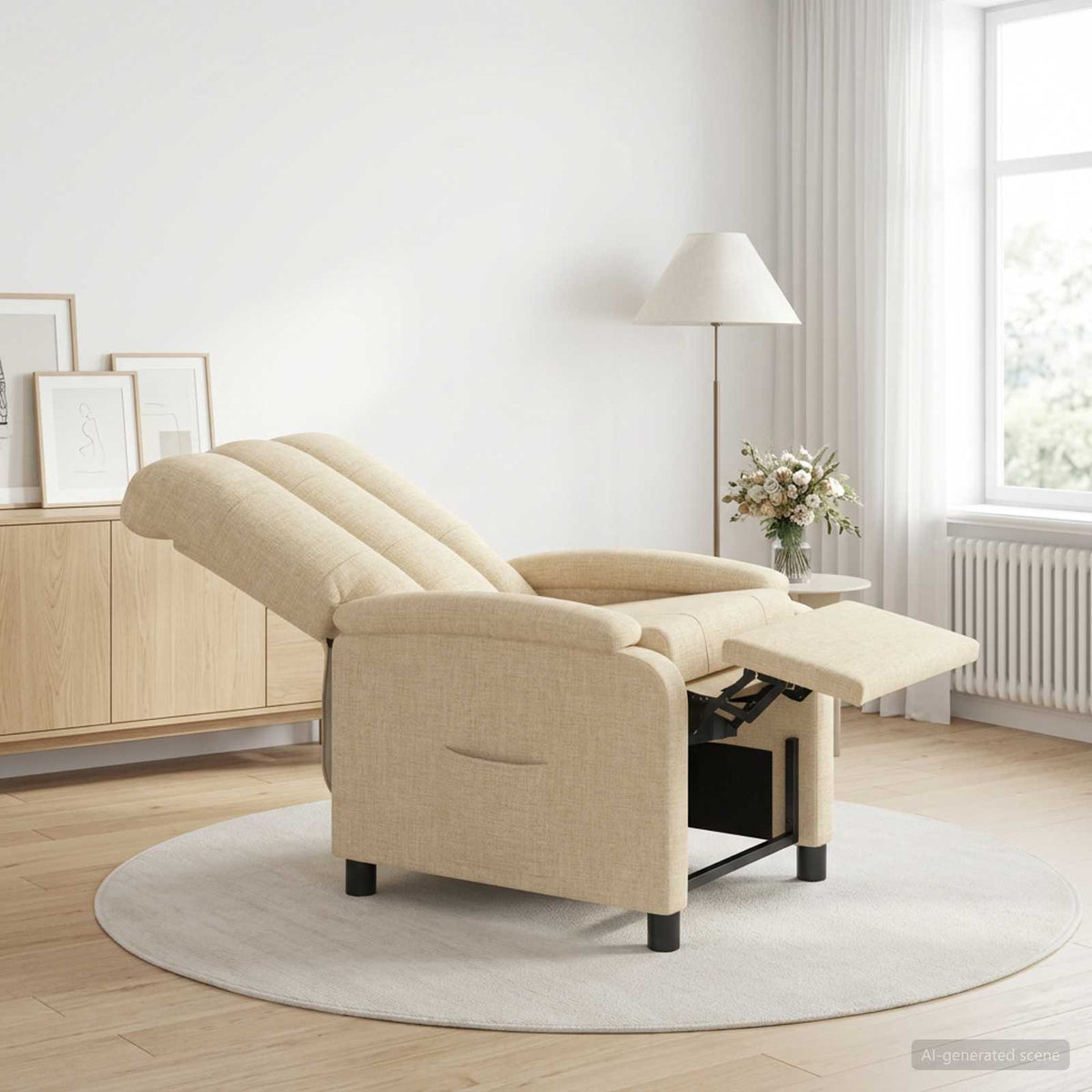Vidaxl relaxfauteuil crèmekleurig stof