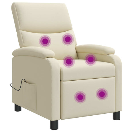 Vidaxl massage recliner crèmekleurig kunstleer