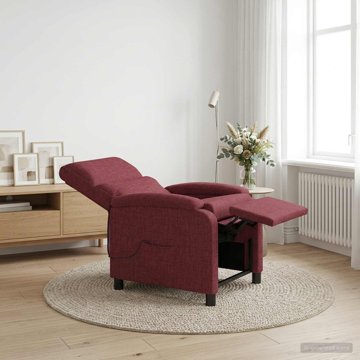 Vidaxl massage recliner wijnrood stof