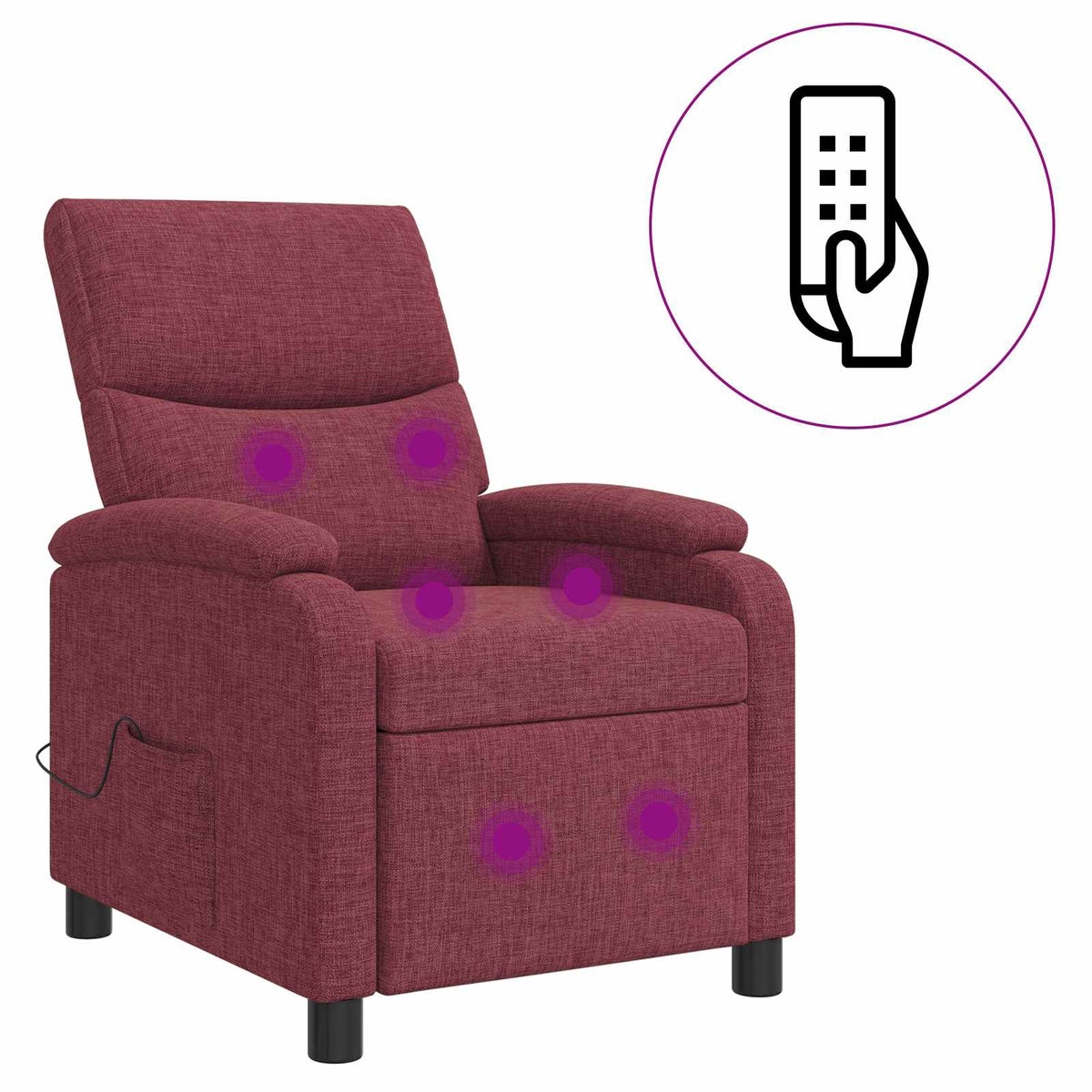 Vidaxl massage recliner wijnrood stof