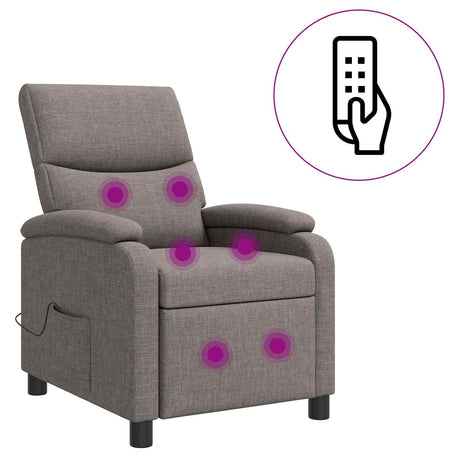Vidaxl massage recliner taupe stof