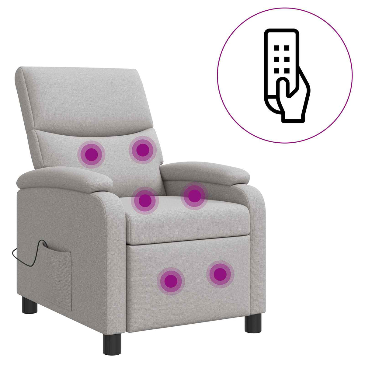 Vidaxl massage recliner wolkengrijs stof