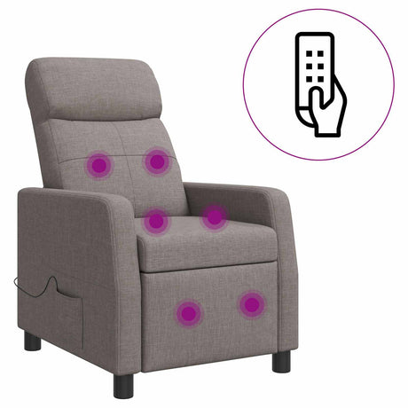 Vidaxl massage recliner taupe stof