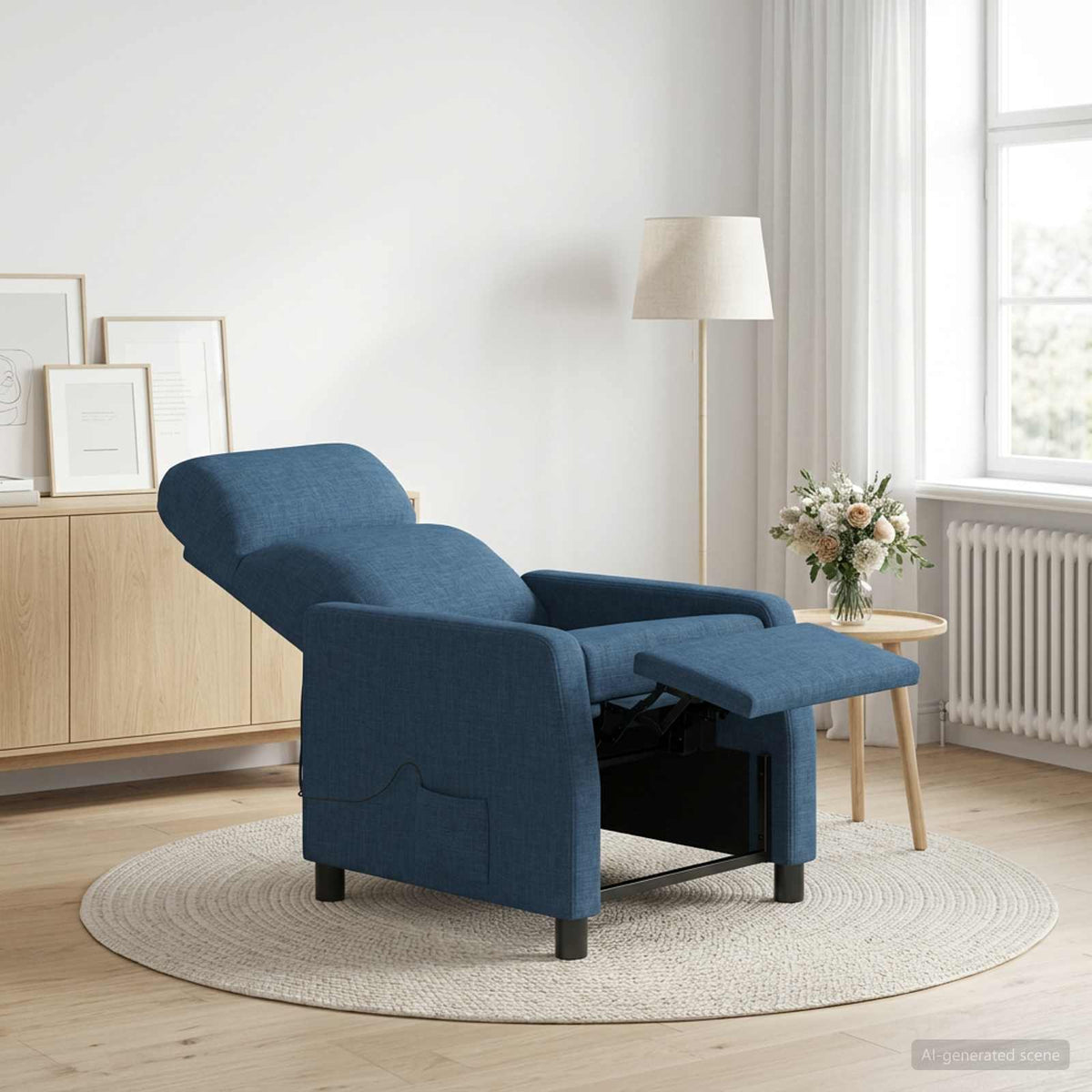 Vidaxl massage recliner blauw stof