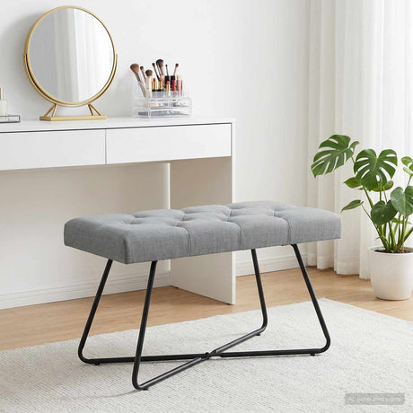 Vidaxl bank met knoopverstelling lichtgrijs 80 x 40 x 46 cm stof