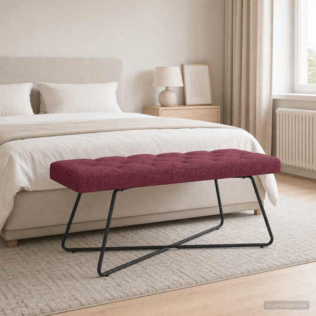 Vidaxl bank met knoopverstelling wijnrood 110 x 40 x 46 cm stof