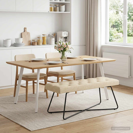 Vidaxl bank met knoopverstelling crèmekleurig 110 x 40 x 46 cm stof