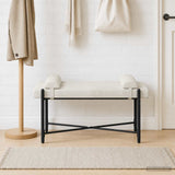 Vidaxl knop-gestept bankje met kussens crèmekleurig 110 x 40 x 46 cm
