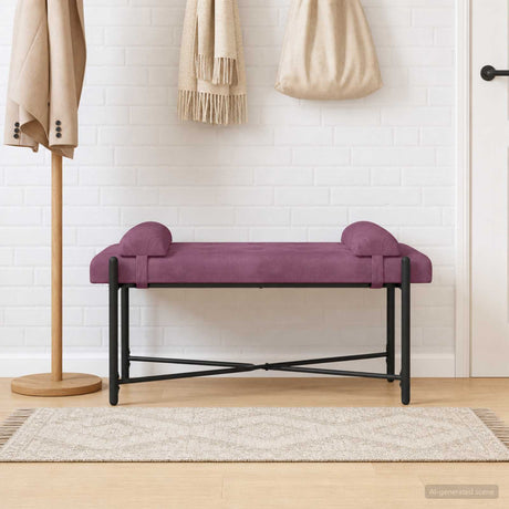 Vidaxl knop-gestept bankje met kussens paars 110 x 40 x 46 cm fluweel