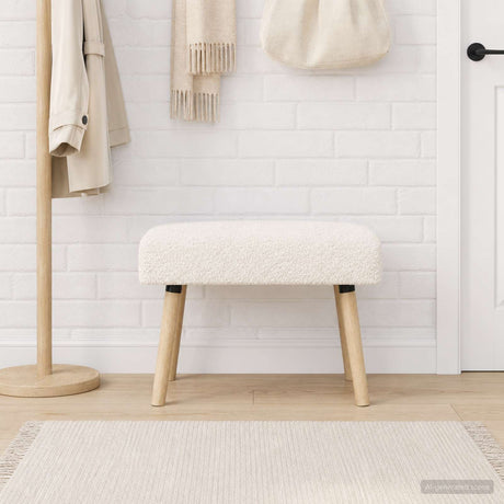 Vidaxl bank effen crèmekleurig 60 x 40 x 45 cm bouclé