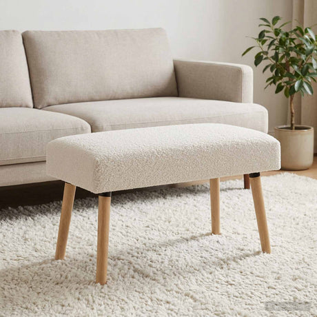Vidaxl bank effen crèmekleurig 80 x 40 x 46 cm bouclé