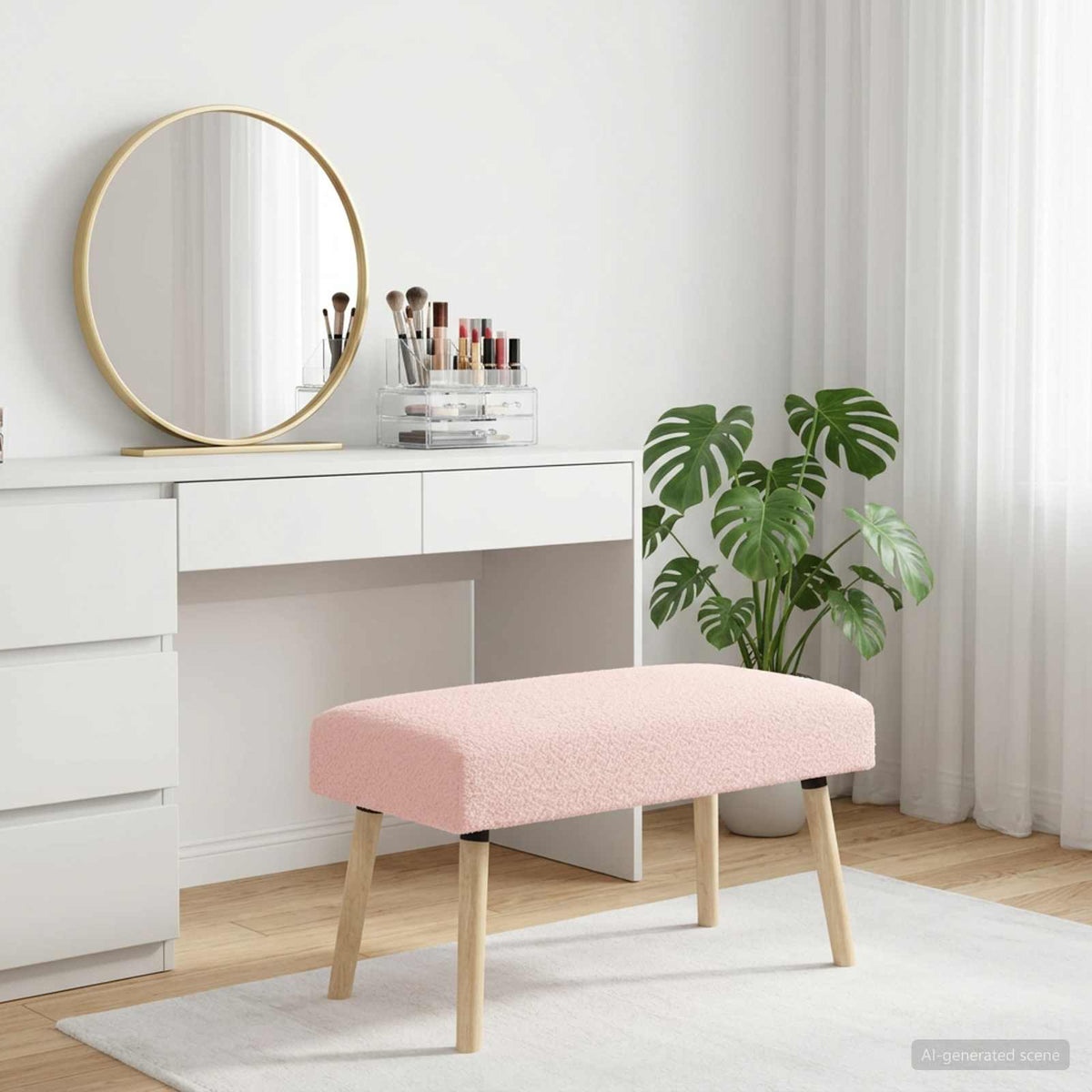 Vidaxl bank effen roze 80 x 40 x 46 cm bouclé