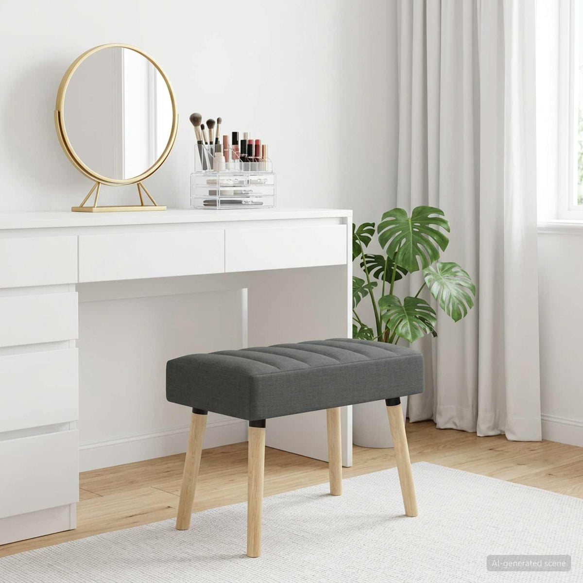 Vidaxl kanaal-geplooide bank donkergrijs 60 x 40 x 45 cm stof